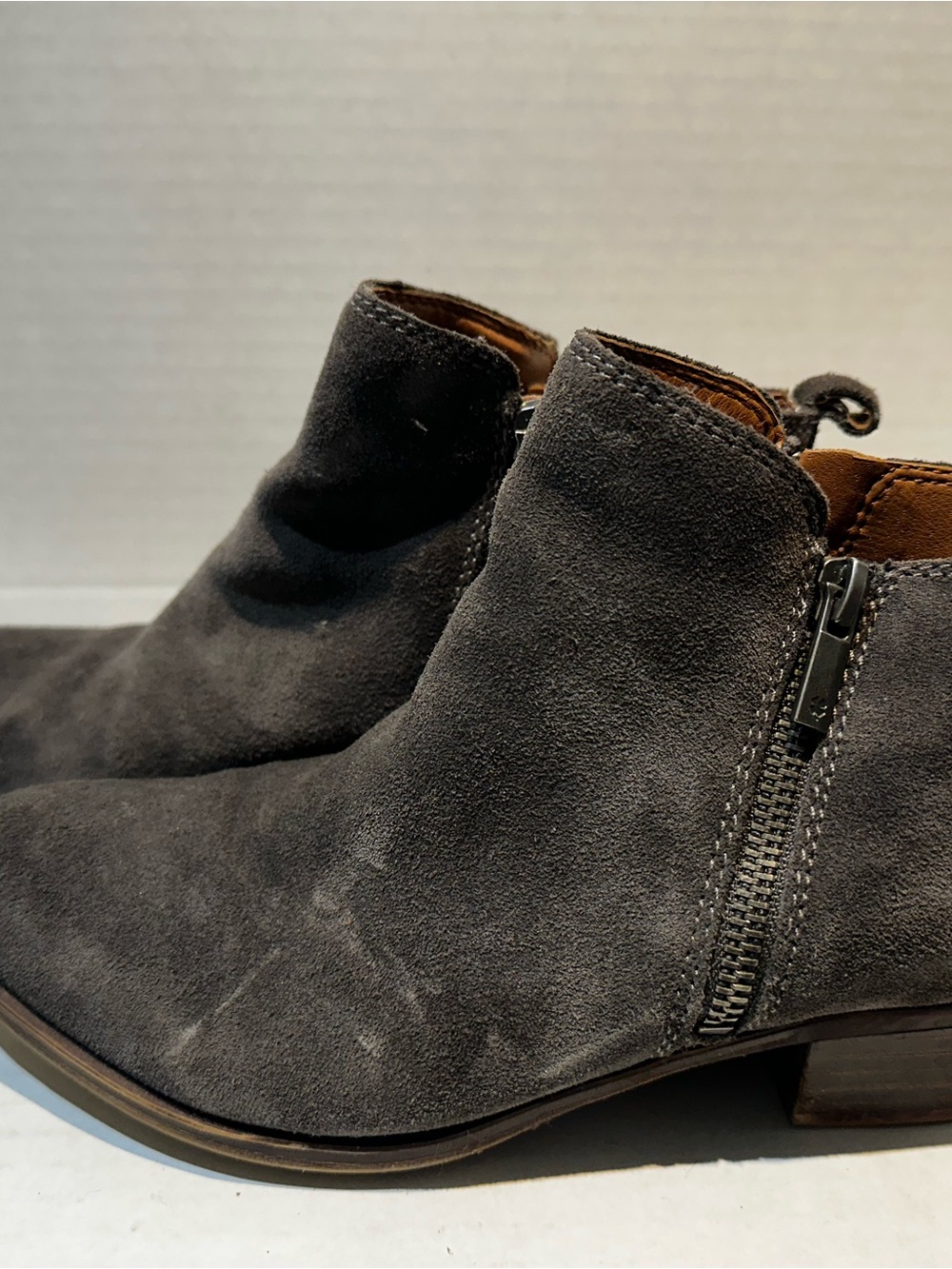 Lucky Brand Gray Suede Ankle Booties